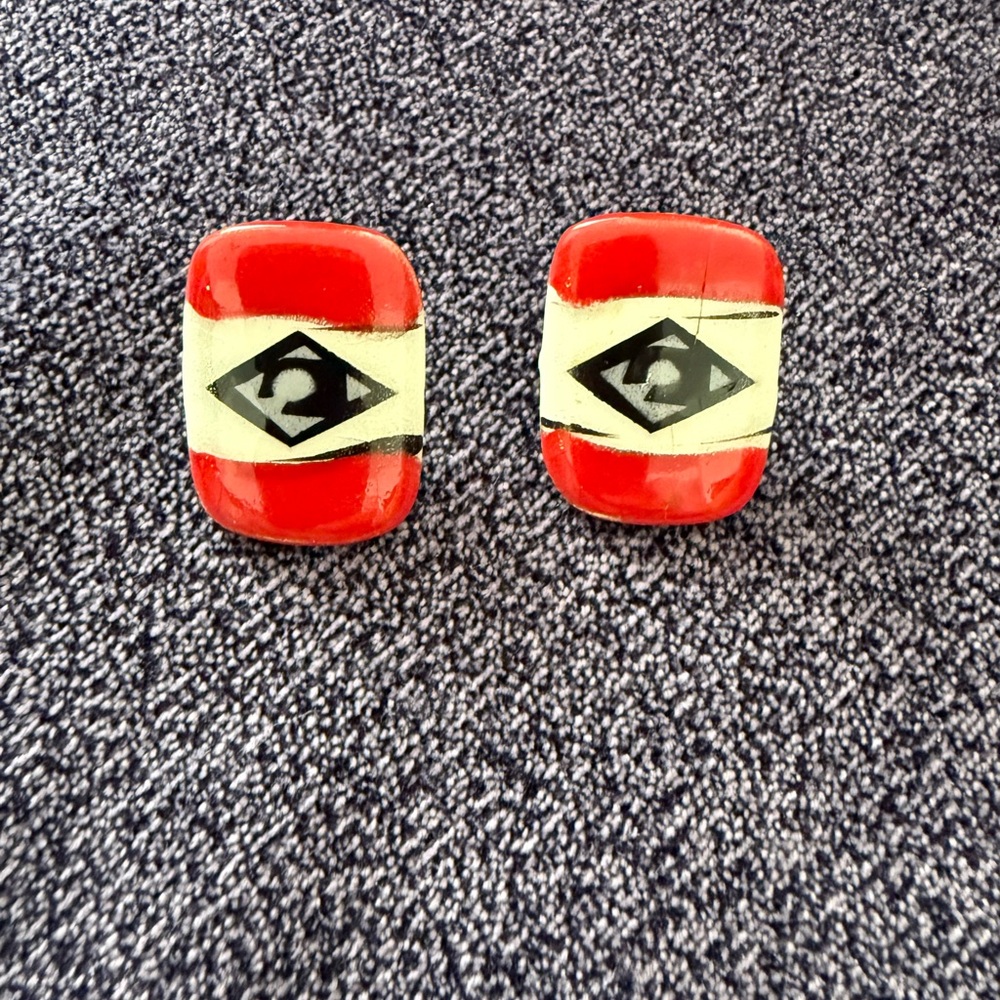 Red and Black Geometric Earrings